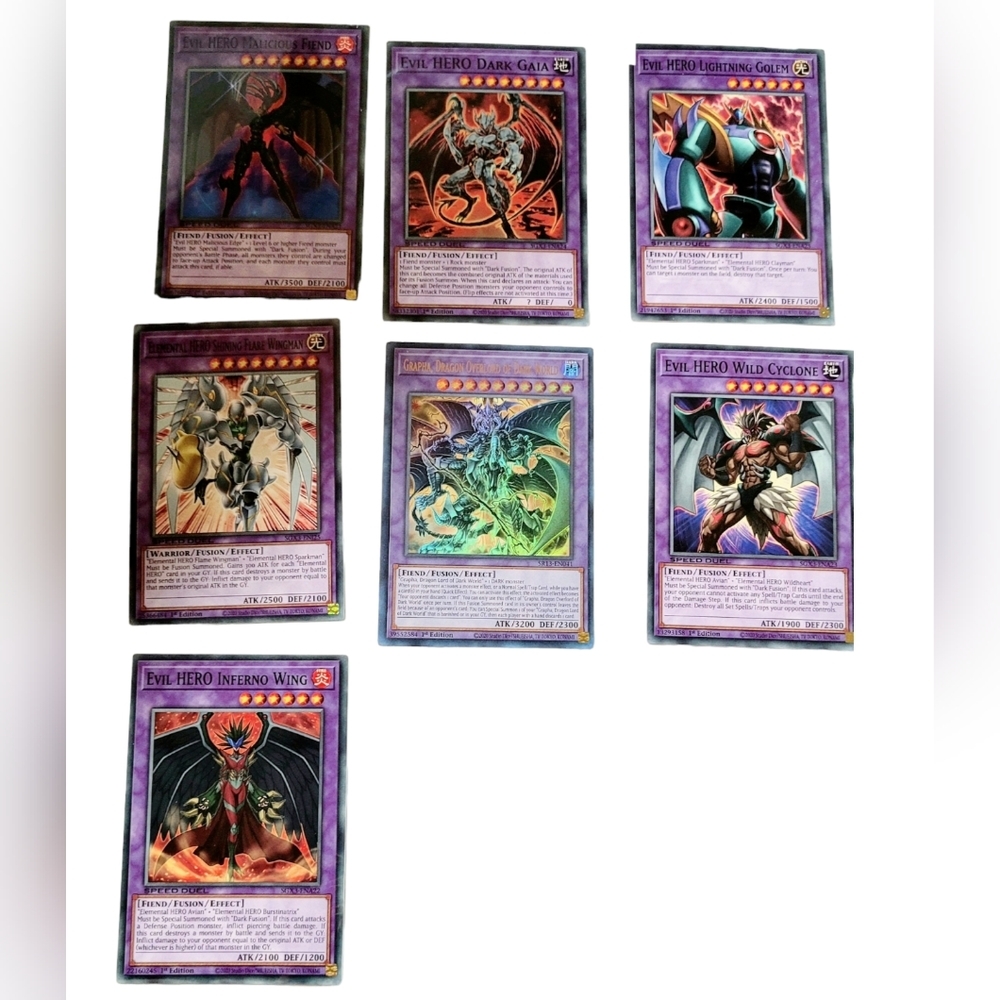 YU-GI-OH EVIL HERO CARD LOT OF 7 PURPLE (NEW) TRAP CARDS